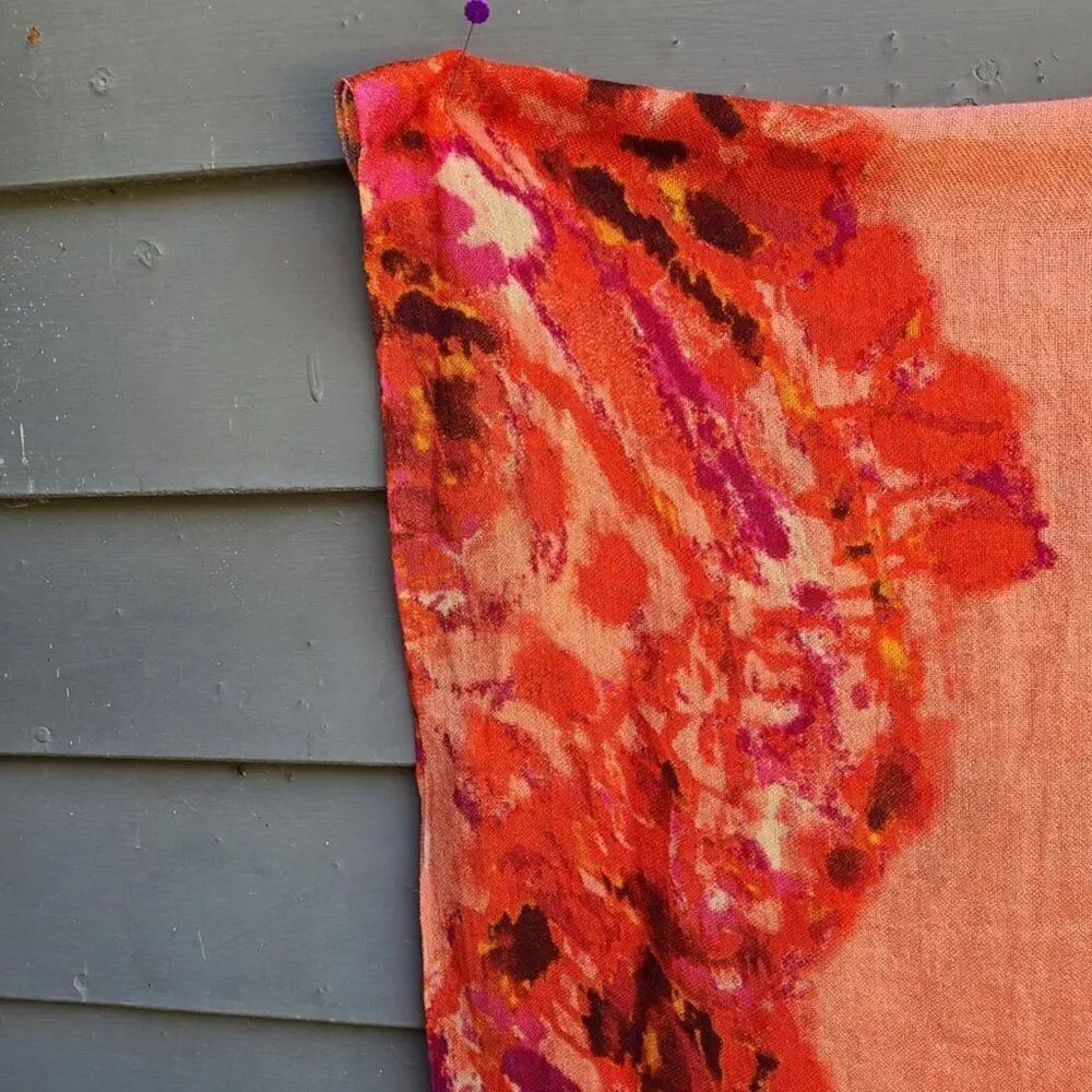 Orange print Pashmina - Picture 3 of 6